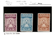 Dominican Republic Postage Stamp, #C87-C89 Mint NH, 1954 Ano Mariano