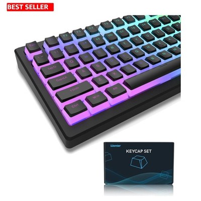 Pudding Keycaps, PBT Shine Through Black 164 Keys Set PC Translucent Layer More