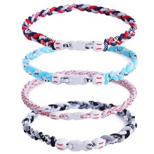 4 Pieces Baseball Necklaces for Boys,Three Braided Rope Tornado Sports