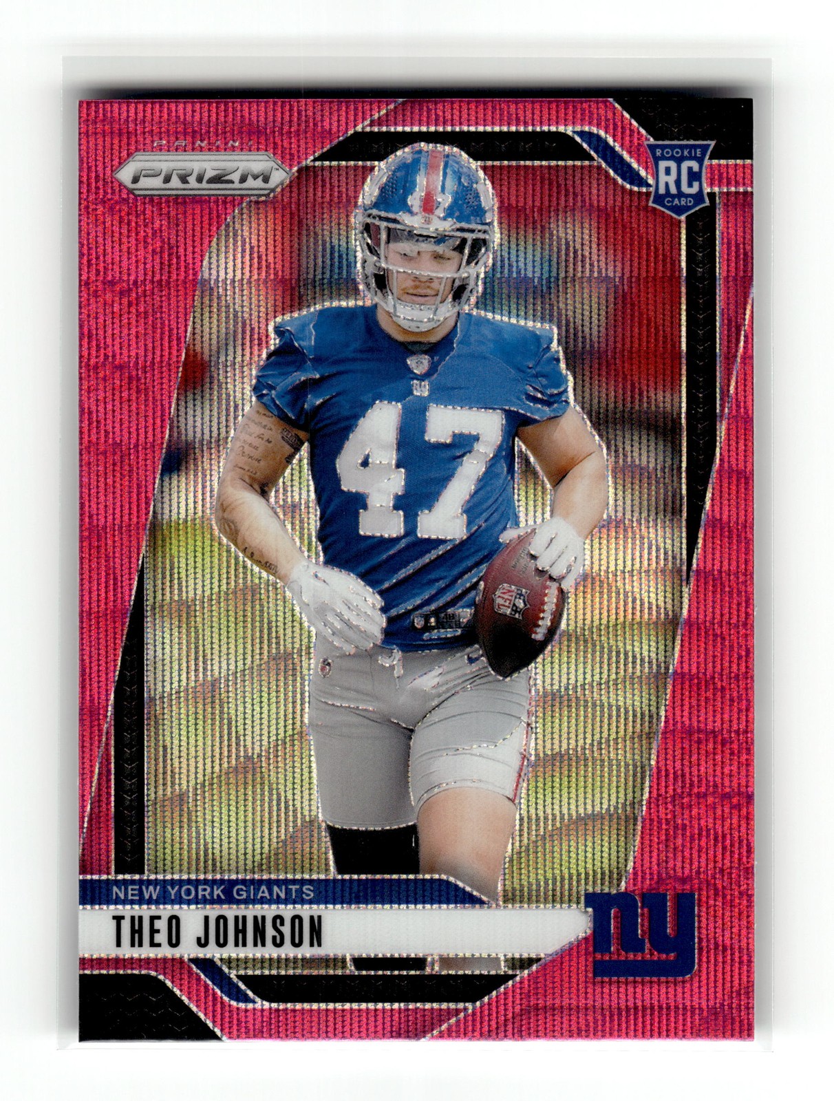 Theo Johnson 2024 Panini Prizm #390 Rookie New York Giants Pink Wave RC