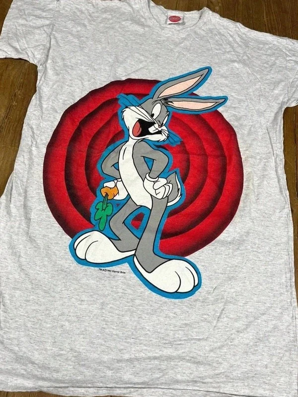 T-shirt vintage imprimé graphique Looney Tunes Bigs Bunny 1993 gris coton Xxl 2 - Photo 2/4