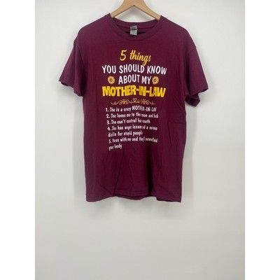 Gildan Graphic T-Shirt Large Maroon Mother-In-Law Novelty Humorous Excellent