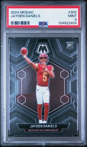2024 Mosaic Jayden Daniels Rookie RC #302 Commanders PSA 9