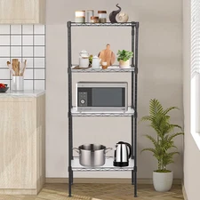 4-Tier Storage Shelves Adjustable Wire Shelves Metal Shelf with 4 PP S