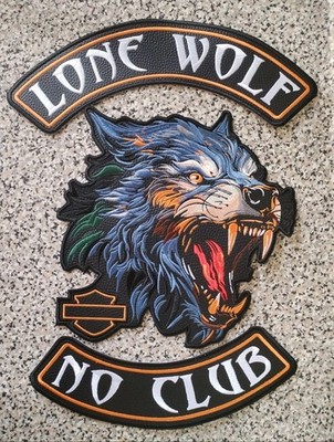 Lone Wolf No Club MCembroidery Iron OnbPatch CM30 FREE SHIPPING