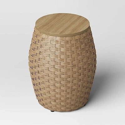 Threshold wicker storage patio accent table deals