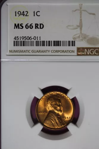 1942 NGC 1C MS66 RD LINCOLN WHEAT CENT #B45440
