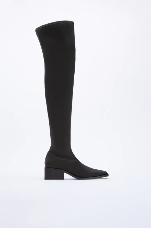 zara tall flat stretch boots