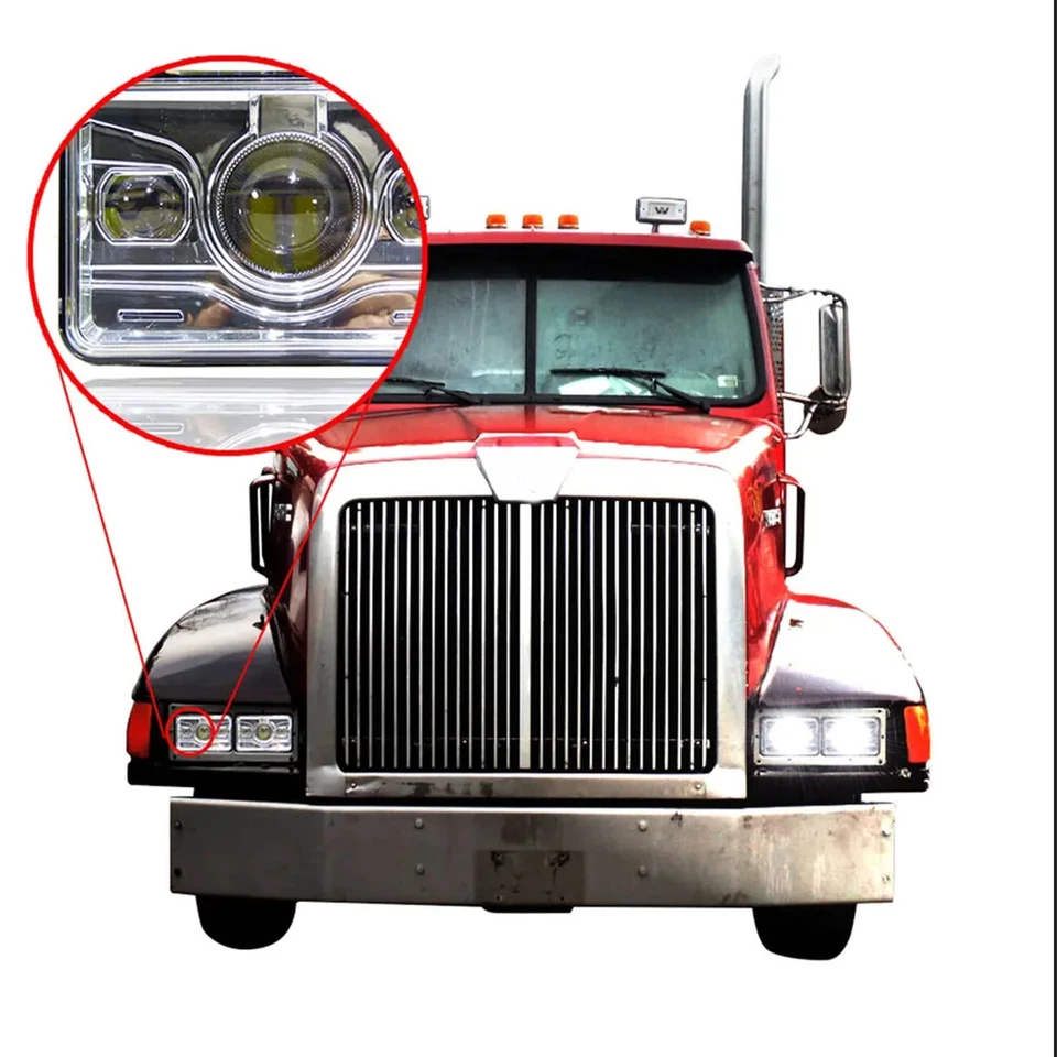 Faros LED altos/bajos ojos de demonio rojos Fit 1976-1987 Pontiac Grand Prix 4 piezas 4x6"" Foto 4 de 4