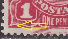 AUST KGV 1d RED SWk PERF 'OS'. VARIETY: FRAME THINNED AT BLC. USED. (K882)