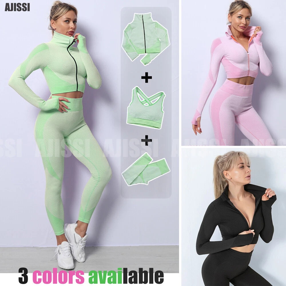 New Yoga Set Women Gym Fitness Workout Sport Suit Leggings Top Bra