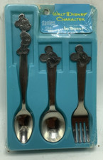 New Vintage Walt Disney Stainless Dinnerware Mickey Mouse 1970s Baby Child