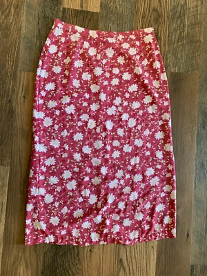 Christopher Banks Pink Floral Maxi Skirt Back-kick Hidden Zipper Closure  sz 14