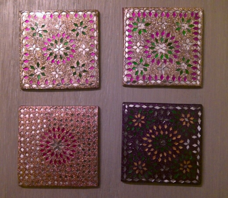 Stunning Handmade Jaipur Lac Coasters set of 4 AWAZ initiative of Rambagh Palace