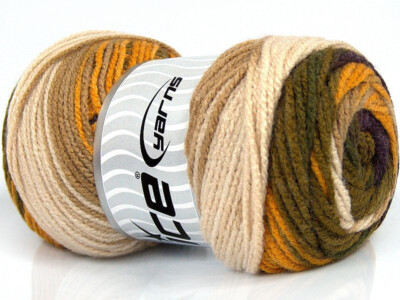 4-Skein Lot Ambiance Yarn Medium Acrylic 4x100g/200m Maroon Khaki Beige Gold