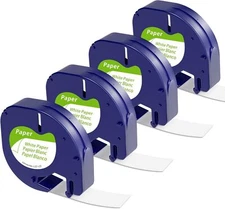 4 Pack Wonfoucs Compatible for Dymo White Paper Label Refill 1/2 x 13 91330