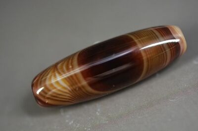 Energy Tibetan Old Agate DZi Bead *Silkworm Lines Sky Eyes* Pendant Amulet A11