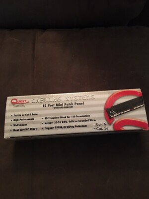 Quest Cabling System 12 port Mini Patch Panel w/89D Bracket Cat 5e 