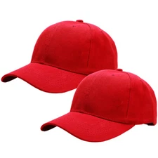 2-pack Classic Plain Baseball Cap Golf Hat Adjustable Size Solid Color 