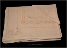 TOVAGLIA DA 12 LINO COLORATO RICAMO A AMNO PUNTO GIGLIUZZO