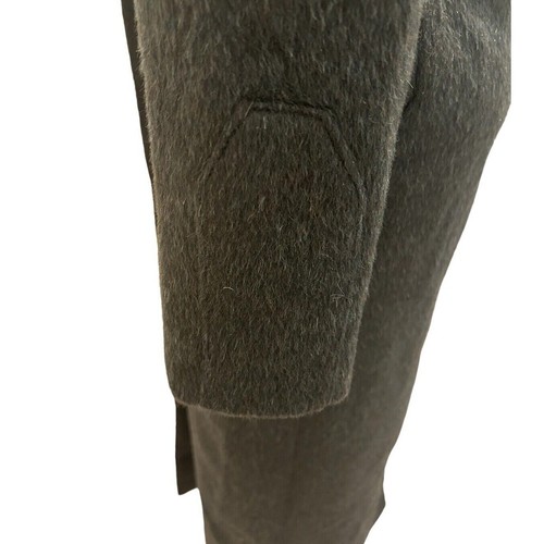 Karigam Long Wool Coat Olive Green Maxi Overcoat Winter Trench Coat - Picture 4 of 9