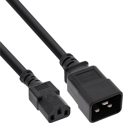 InLine  Netz Adapterkabel, IEC-60320 C20 auf C13, 3x1,5mm², max 10A, 1m