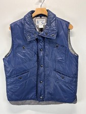 Vintage Alpine Ski Vest 70s 80s Blue Retro Puffer Button Vest Size Medium Snaps