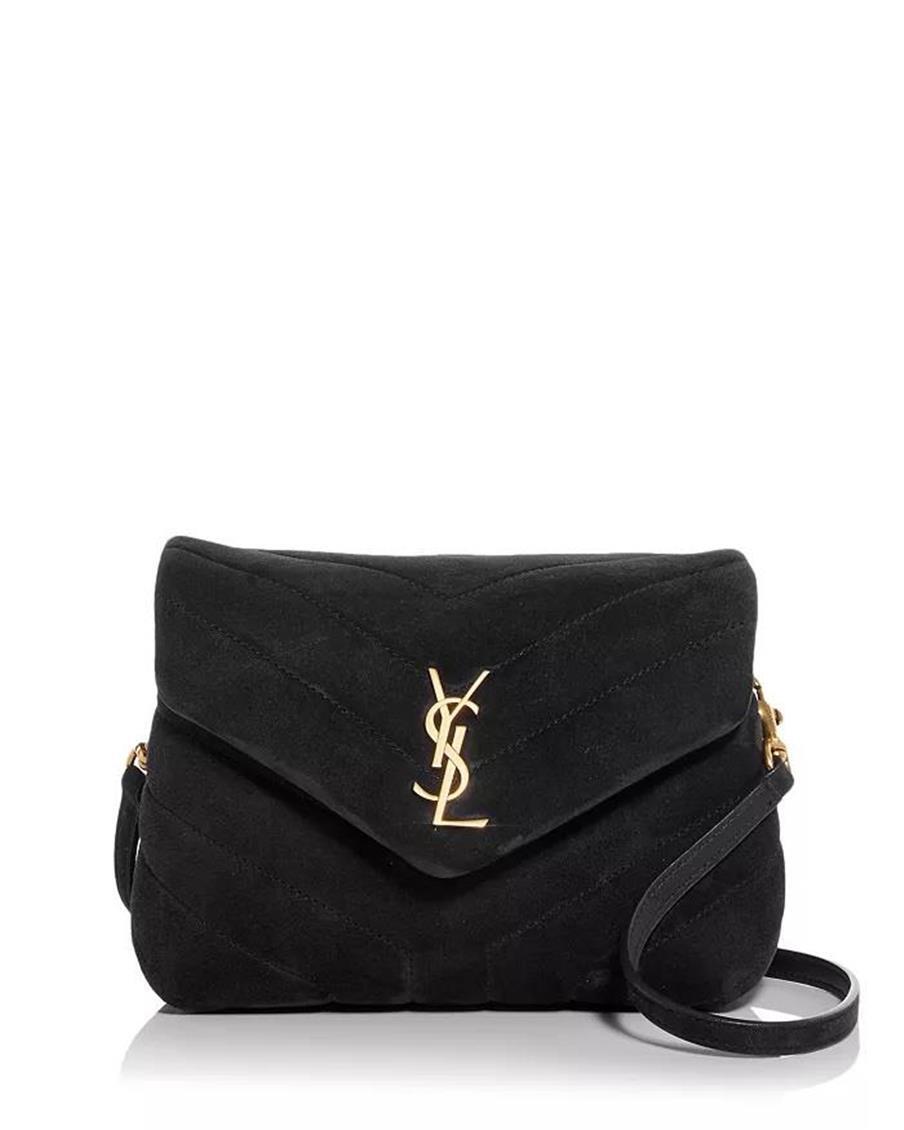 Borsa a tracolla Saint Laurent YSL monogramma giocattolo LouLou trapuntata Chevron pelle scamosciata $2150