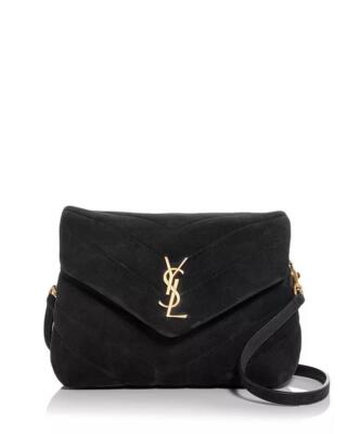 Saint Laurent YSL Monogram Toy LouLou Quilted Chevron Suede Crossbody Bag $2150