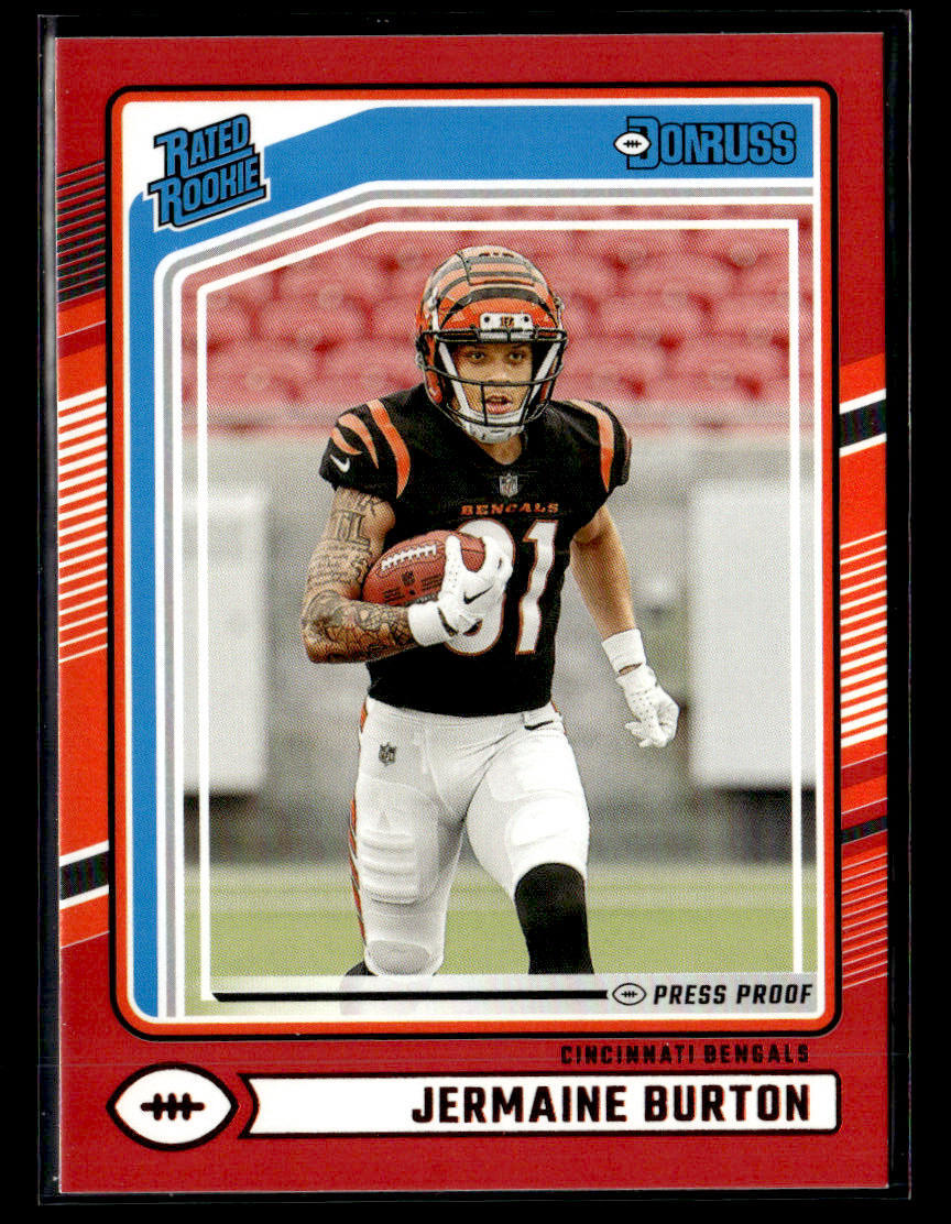 2024 Donruss #368 Jermaine Burton Press Proof Red Rookie Card Cincinnati Bengals