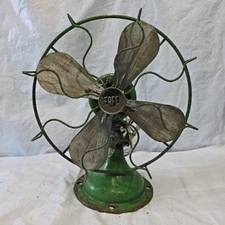 1960s 10" JD Green PERFEX Electric Barcol Cage Oscillating Table Fan Works