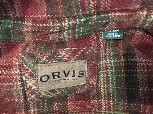 Mens ORVIS 2XL Long Sleeve Thick Woven 4 Pocket Button Up Long Sleeve Red Shirt - Picture 12 of 13