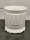 Vintage Mid Century Modern 4" Milk Glass White Planter Vase Elongated Diamonds