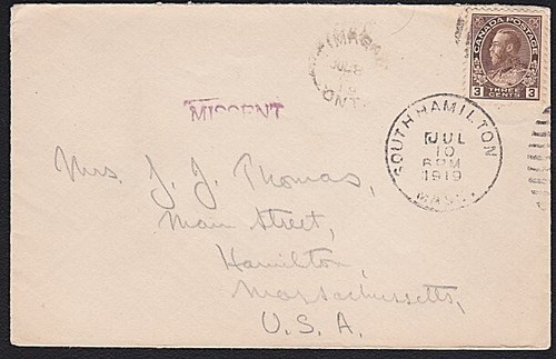 CANADA 1919 3c on cover ex Timagami to USA - Missent.......................B5125