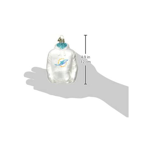 Old World Christmas NFL Miami Dolphins Glass Blown Tree Ornament, Hoodie - Picture 4 of 4