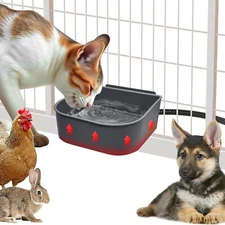 Pet Heated Water Bowl for Crate Cage No Freeze Bowl for Outdoor 0.27 Gallon