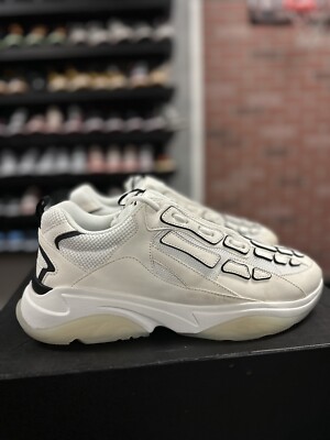 46EU/13US - Amiri BONE RUNNER White & Black Painted Edge Sneakers
