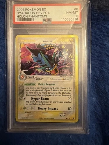 2006 POKEMON EX HOLON PHANTOMS 8/110 GYARADOS-REVERSE FOIL PSA 8 NM/mint