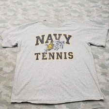 VTG Navy Tennis Shirt Mens 2XL Gray US Naval Academy Single Stitch Made In USA