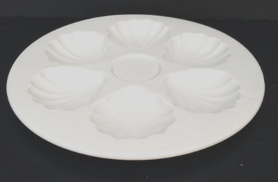 Oyster/Clams, Scallop White Porcelain Serving Dish, by GIEN France. 9 inch.
