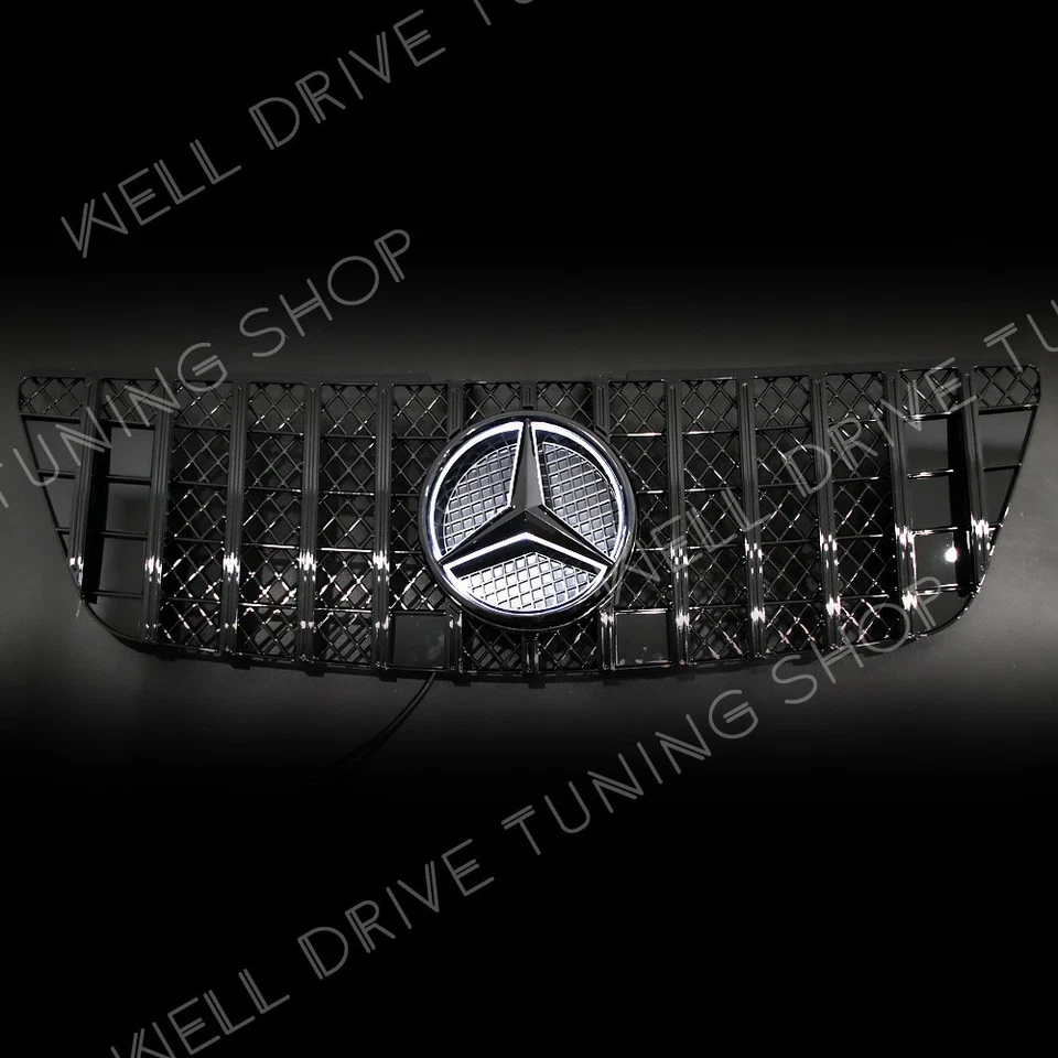 Gloss Black Bumper Grille W/LED Emblem For Mercedes Benz W164 09-11 ML500 ML550 - Изображение 3 из 4