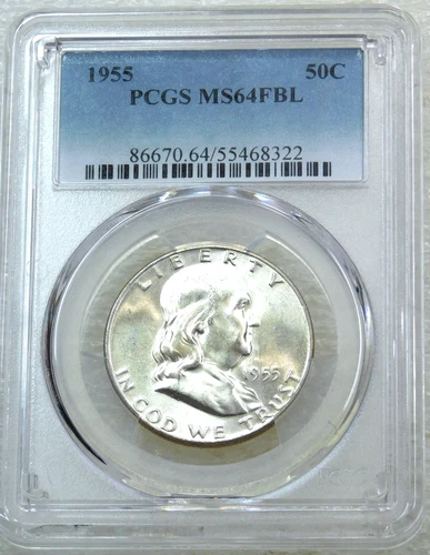 1955 Franklin Half Dollar PCGS MS64FBL Frosty PQ New Holder #L350Z