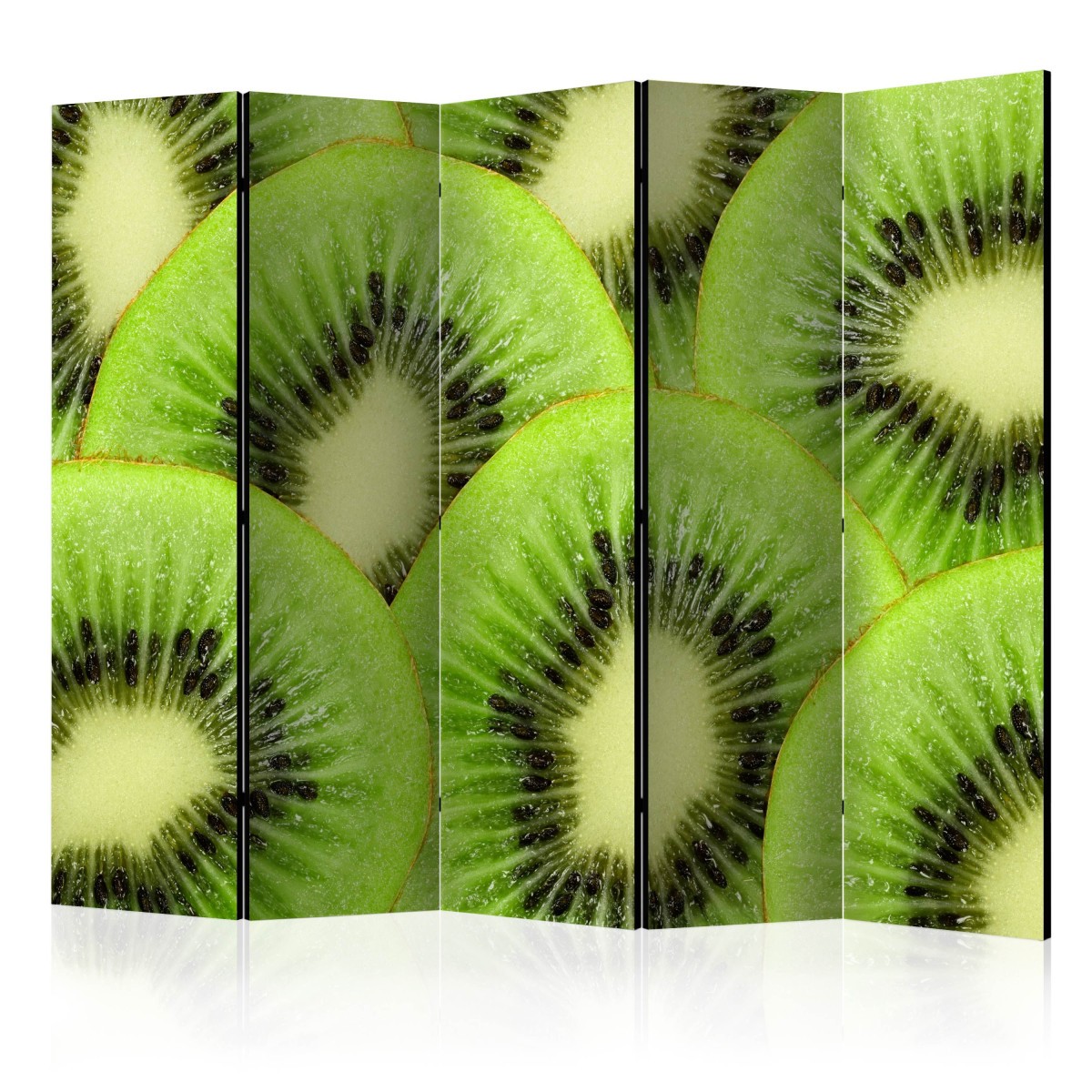 Paravent 5 volets Kiwi Slices 172x225cm en toile intissée verte