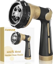 FANHAO Garden Hose Nozzle Heavy Duty, 100% Metal Water Sprayer Khaki 