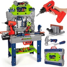 Kids Tool Bench Set with Electric Drill, Realistic Tools, Construction Playset f