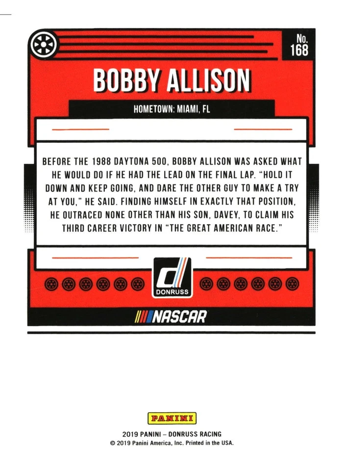 2019 Panini Donruss Racing #168 Bobby Allison /299 - Image 2 of 2