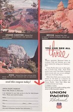 1958 Union Pacific Railroad: Grand Canyon, Bryce, Zion Vintage Print Ad