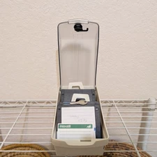 Vintage Fellowes 3.5” Floppy Disk Storage Case w/ 2 Dividers, 8 Disquettes & Key