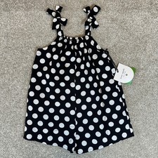 Kate Spade New York NWT Kids Black White Polka Dot Bow Romper - Size 4T