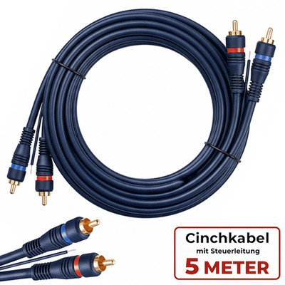 5m Cinchkabel Cinch 2 fach geschirmt Car HiFi Remoteleitung Autoradio Verstärker